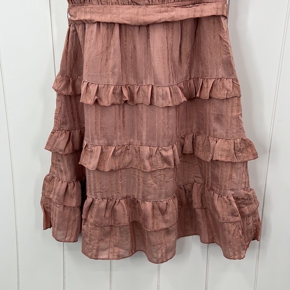 🆕Hem & Thread Textured Woven Tie Waist Tiered Ruffle Dress S,M & L Available - Picture 7 of 8